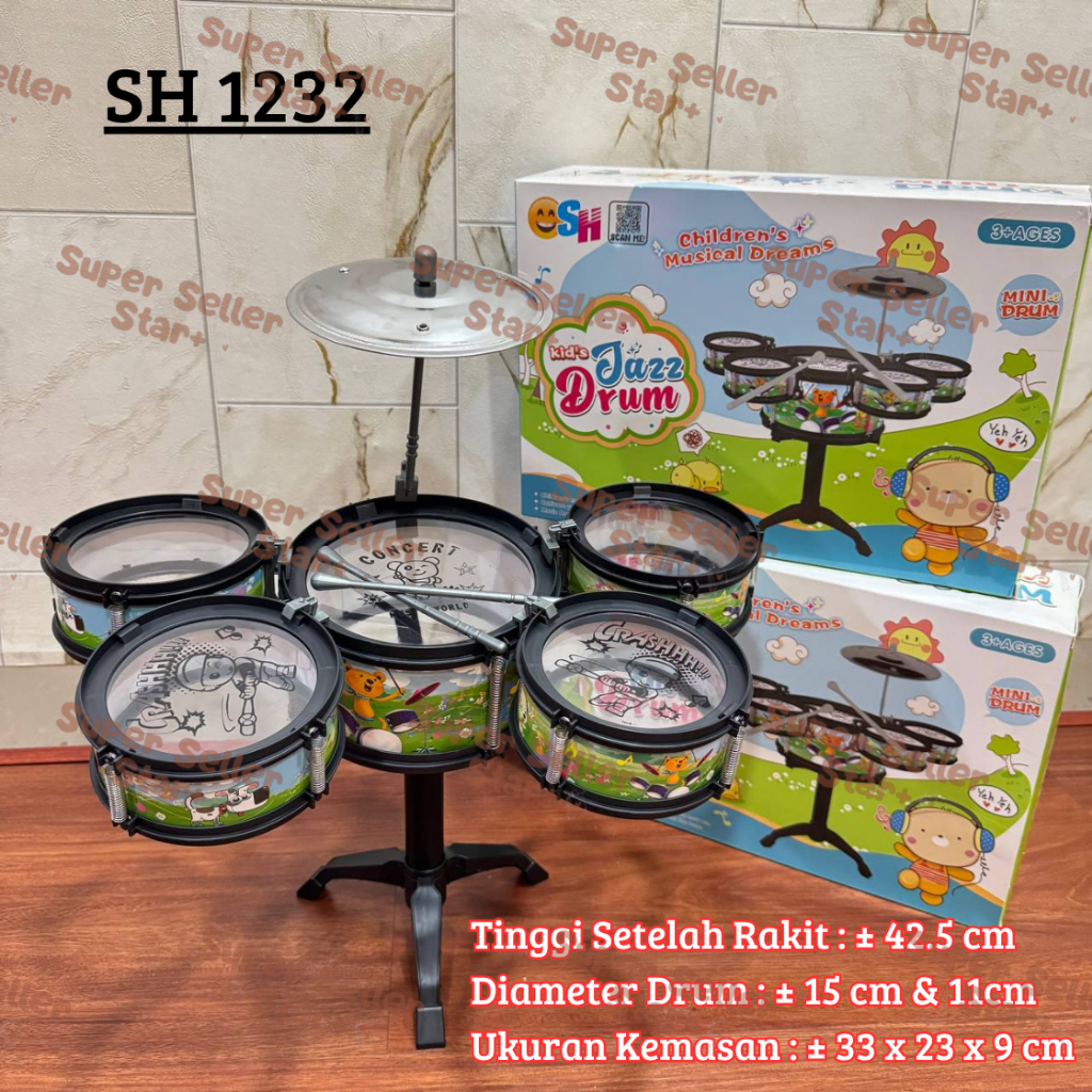 Mainan Drum Edukasi Anak / Mainan Drum Jazz Anak / Drum Mainan / Drum Set Anak