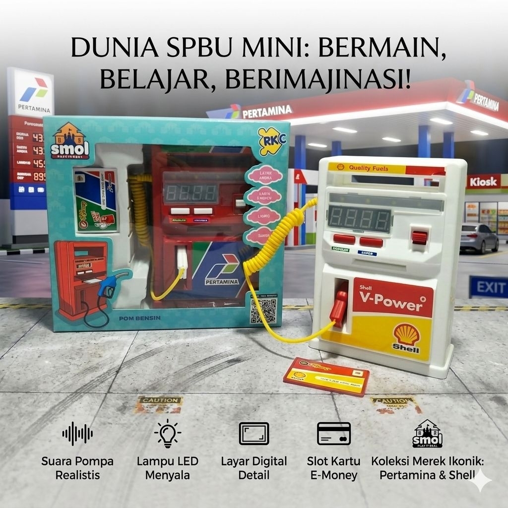 Mainan Anak Pom Bensin Mini Lampu dan Suara