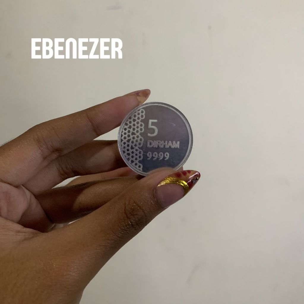 Replika 5 Dirham Antam Akrilik Silver Premium | Mahar Pernikahan Islami Lamaran