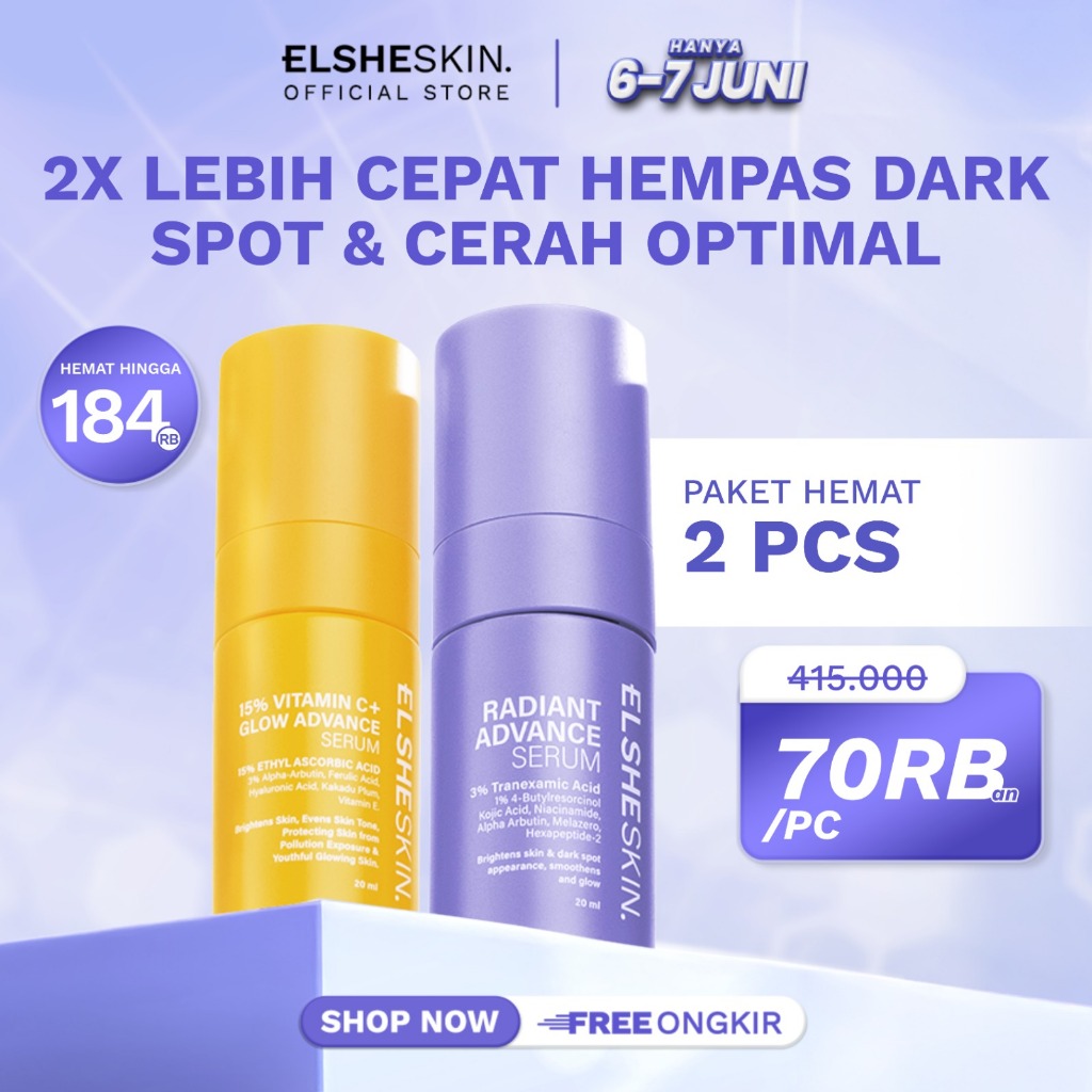 [BUNDLE 2 SERUM] Elsheskin Maximum Radiance & Vitamin C Advance Serum -Skincare 2 Pcs Serum - Anti-A