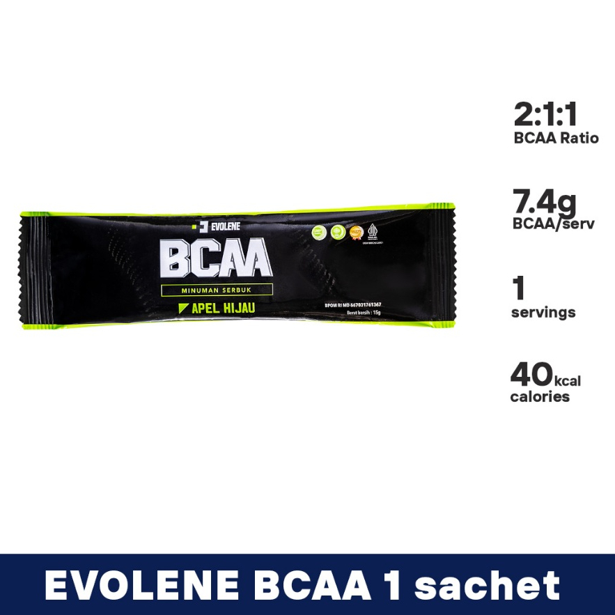 EVOLENE Bcaa 15 Gram / 1 Sachet / Ecer - Suplemen Fitness BCAA Apel by Evolene