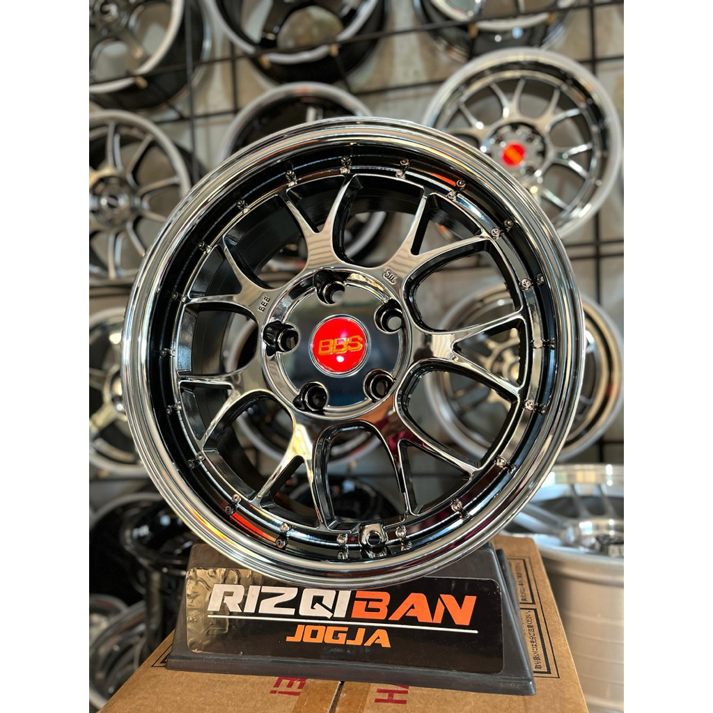 velg mobil bbs r16 black chrome pcd 5x114 kondisi baru