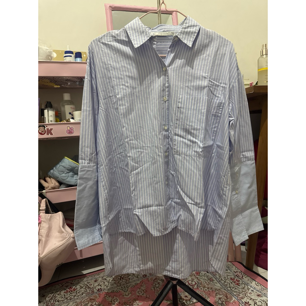 preloved zara striped oversized shirt