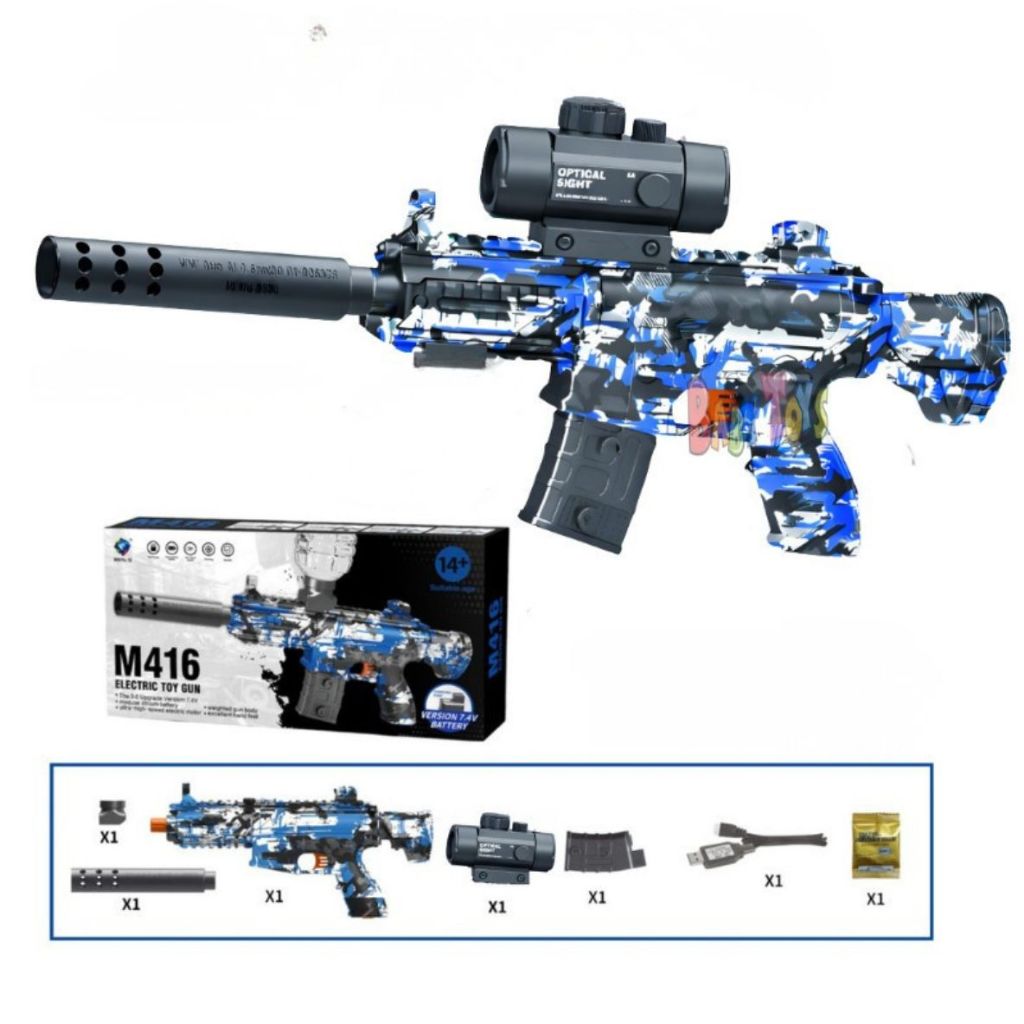 WGG M416 Mainan Water Gel Blaster Otomatis Elektrik Laki Laki WaterGell Viral Tembak Tembakan