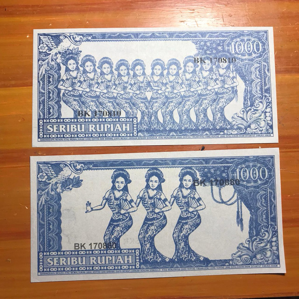 Uang Sukarno 1000 Warna Biru Penari