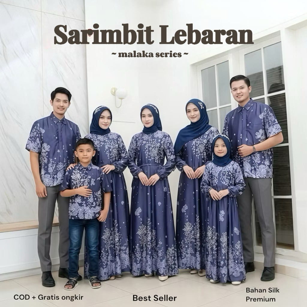 Sarimbit Couple Keluarg Gamis Kemeja Lengan Pendek Ayah Ibu Anak Usia 2-9 Tahun Family Set Couple Ko