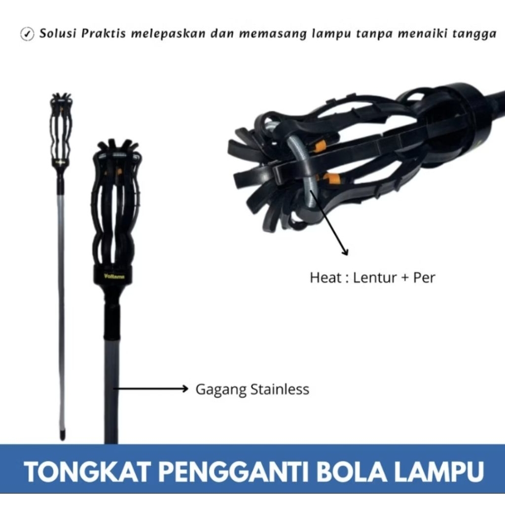 Tongkat Penganti Lampu Stik Tongkat pasang ganti Bohlam Galah Lampu