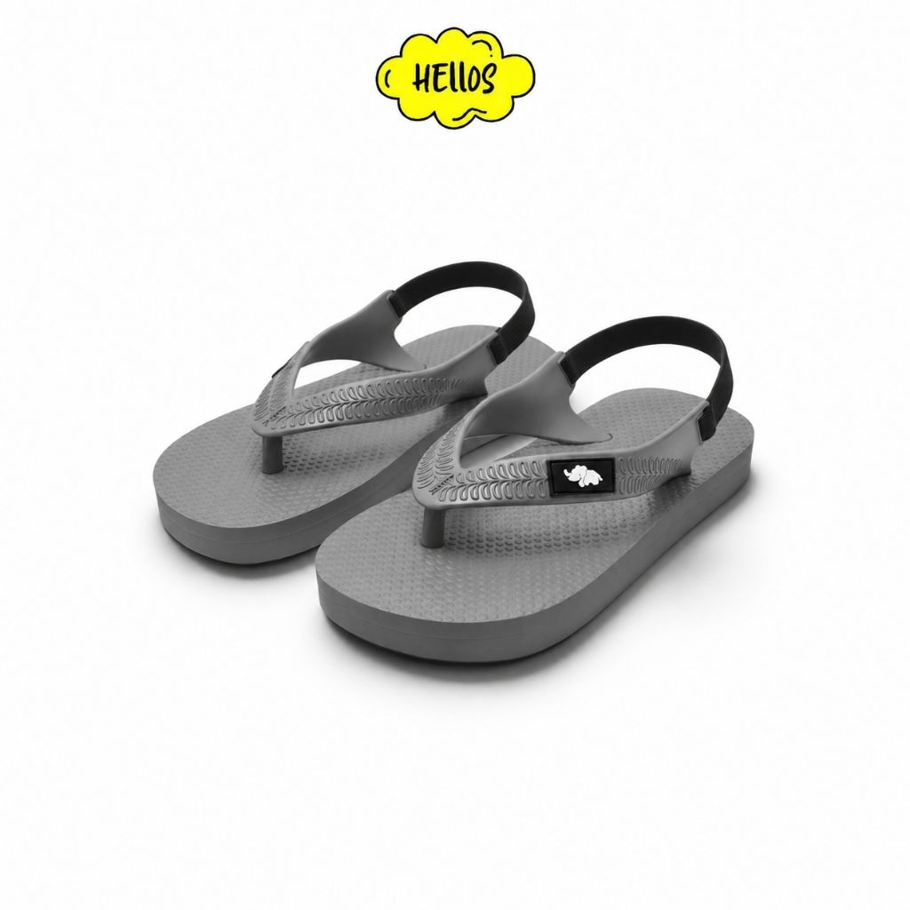 Sandal Jepit Fipper Rubber Anak Laki-Laki/Perempuan (Unisex) - ABU FULL - Fashion Kaki Karet