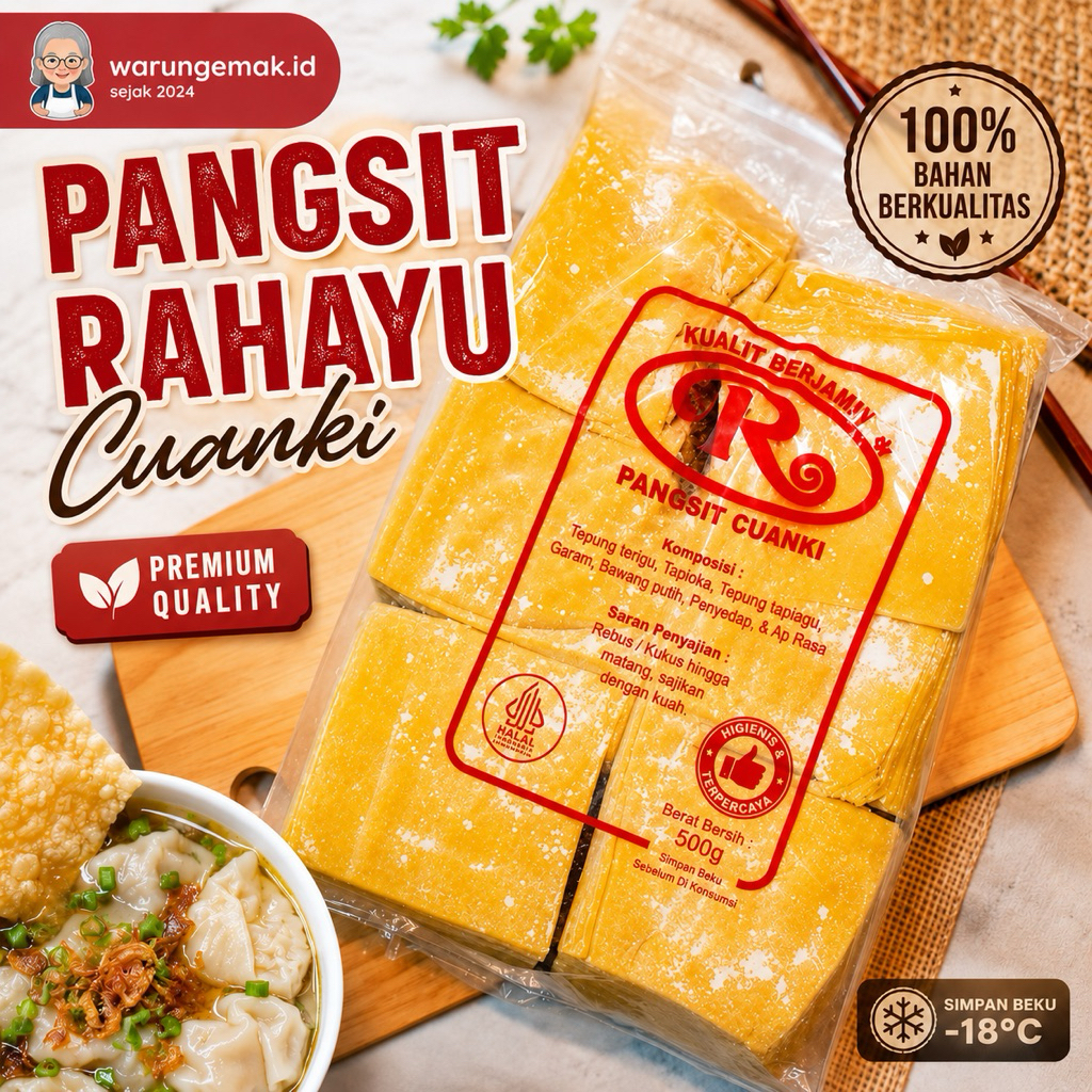 Pangsit Rahayu Cuanki Premium 500gr | Kulit Pangsit Cuanki Berkualitas | Frozen Food Praktis