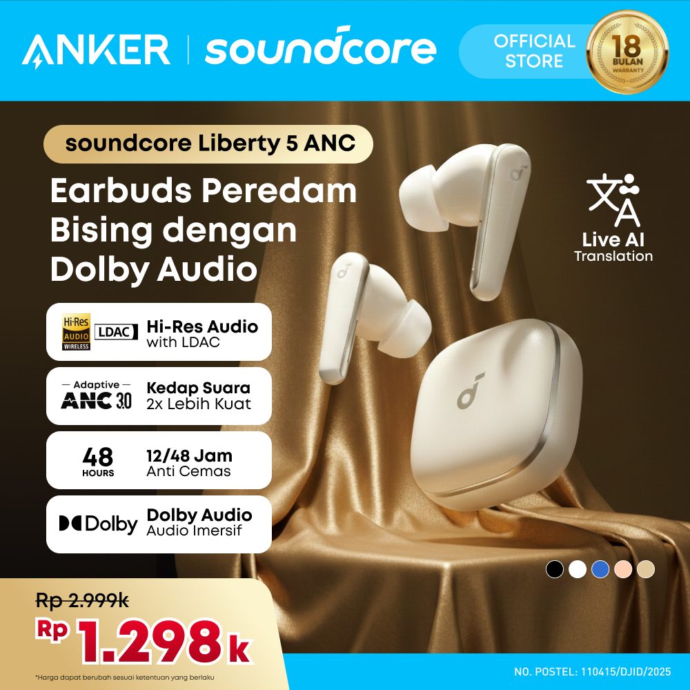 Soundcore Liberty 5 ANC by Anker, Noise-Cancelling Wireless Earbuds, 2x Stronger Voice Reduction, Re