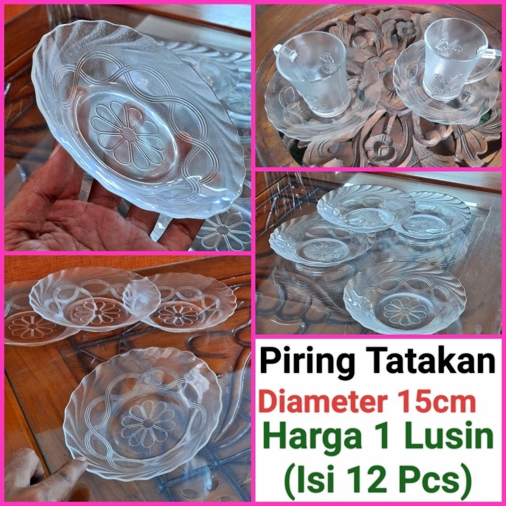 piring kecil piring tatakan piring kopi kaca Harga untuk 1 Lusin (12 Pcs)