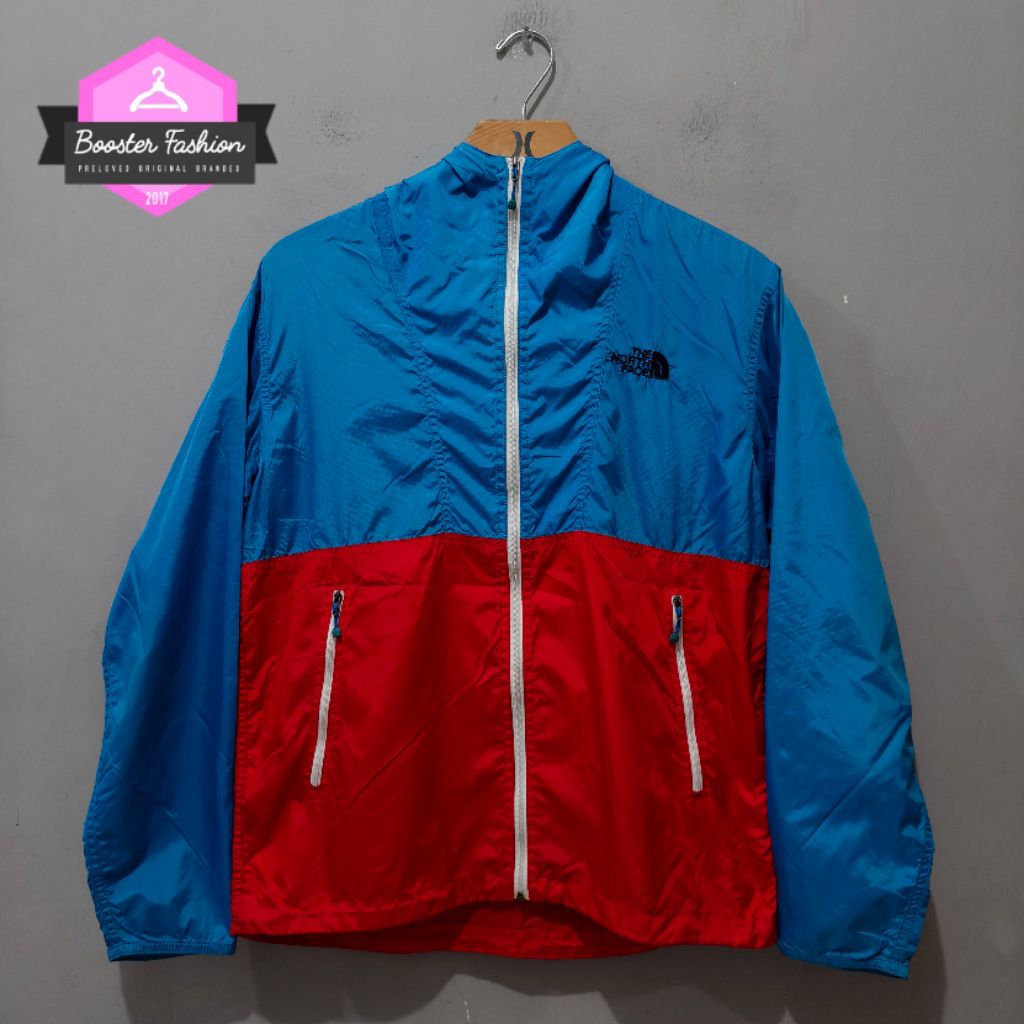 JAKET RUNNING THE NORTH FACE HOODIE RED BLUE ORIGINAL SIZE M-L