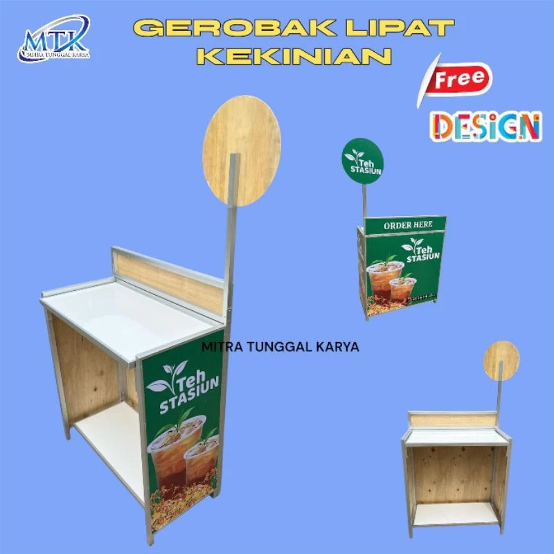 Booth Portable Aluminium Atas Bulat | Gerobak Lipat Jualan Multifungsi