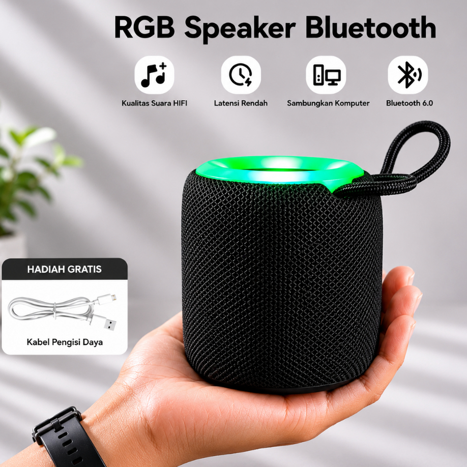 Speaker Bluetooth Tabung Musik Box Mp3 Player RGB Bluetooth Mini Bass Suara Kencang