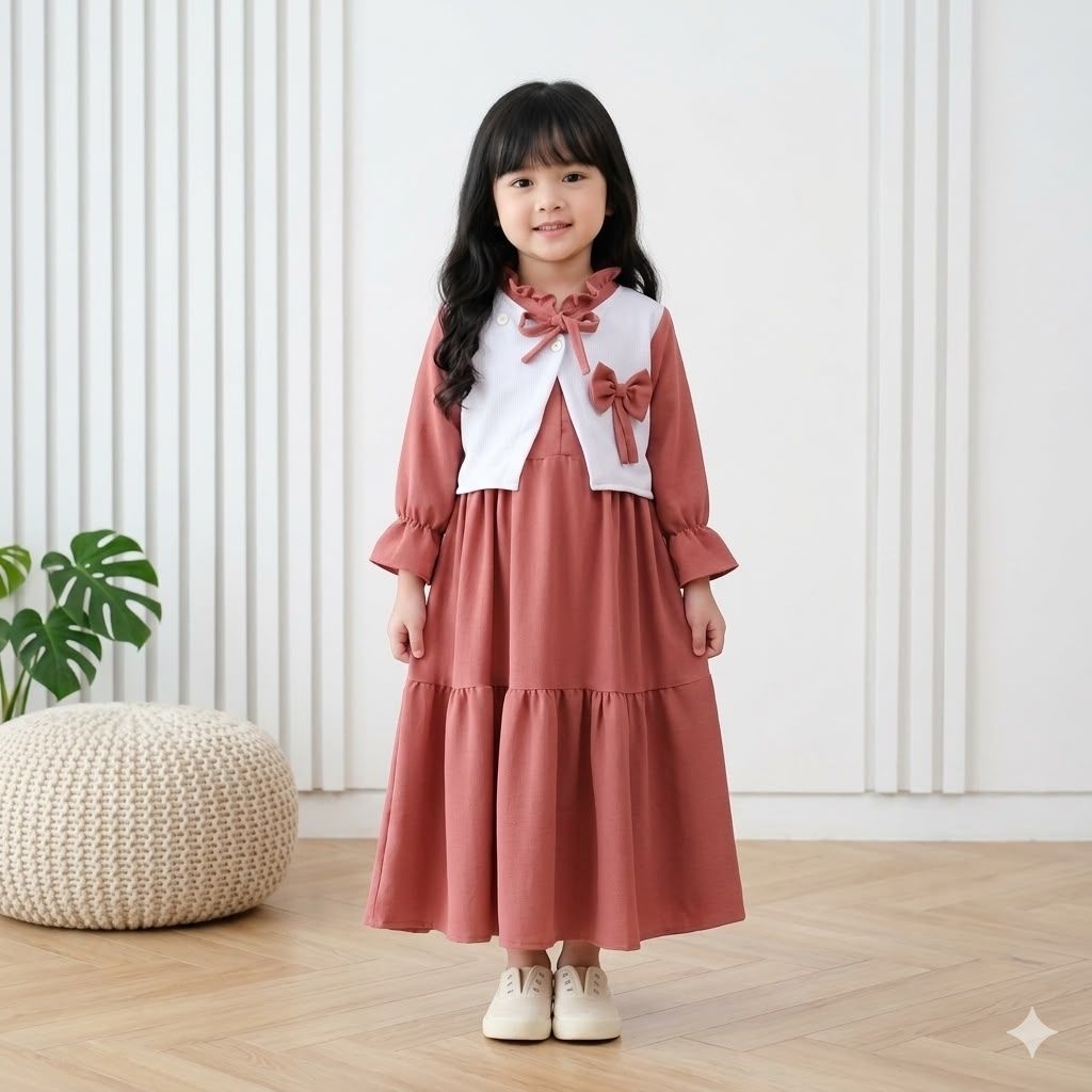 GAMIS ANAK PEREMPUAN II DRESS MODEL ANISA BAHAN CRINKLE 3-12 TAHUN GAMIS TRENDY