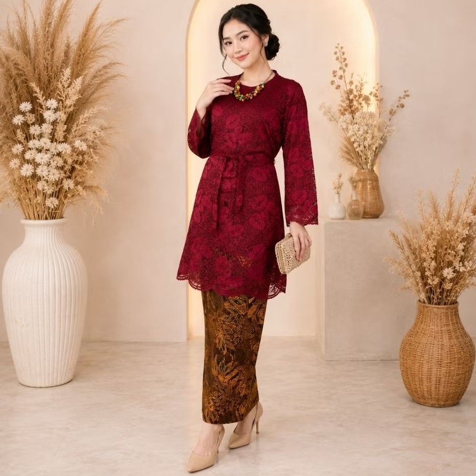 Liliarda Kebaya brokat wanita full furing Blus brokat premium Baju kurung brokat modern terbaru ukur