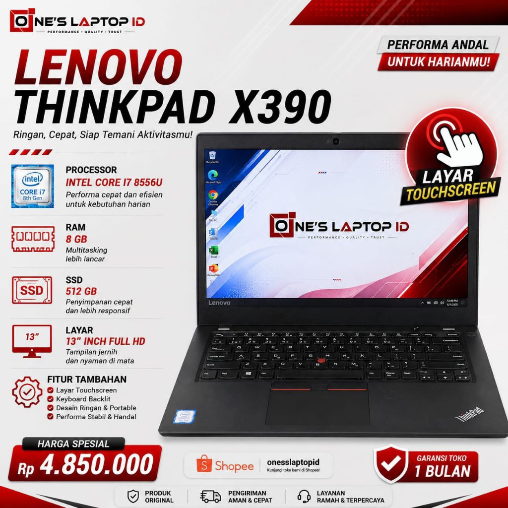 LENOVO THINKPAD X390 I7-8565U TOUCHSCREEN