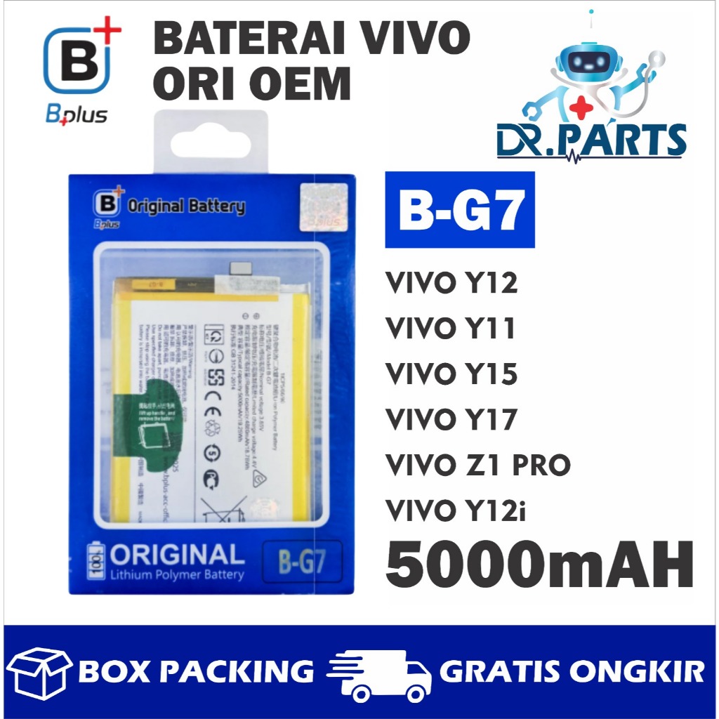 BATERAI BATTERY VIVO B-G7 (5000mAh) UNTUK VIVO Y12/Y11/Y12i/Y17/Z1 PRO