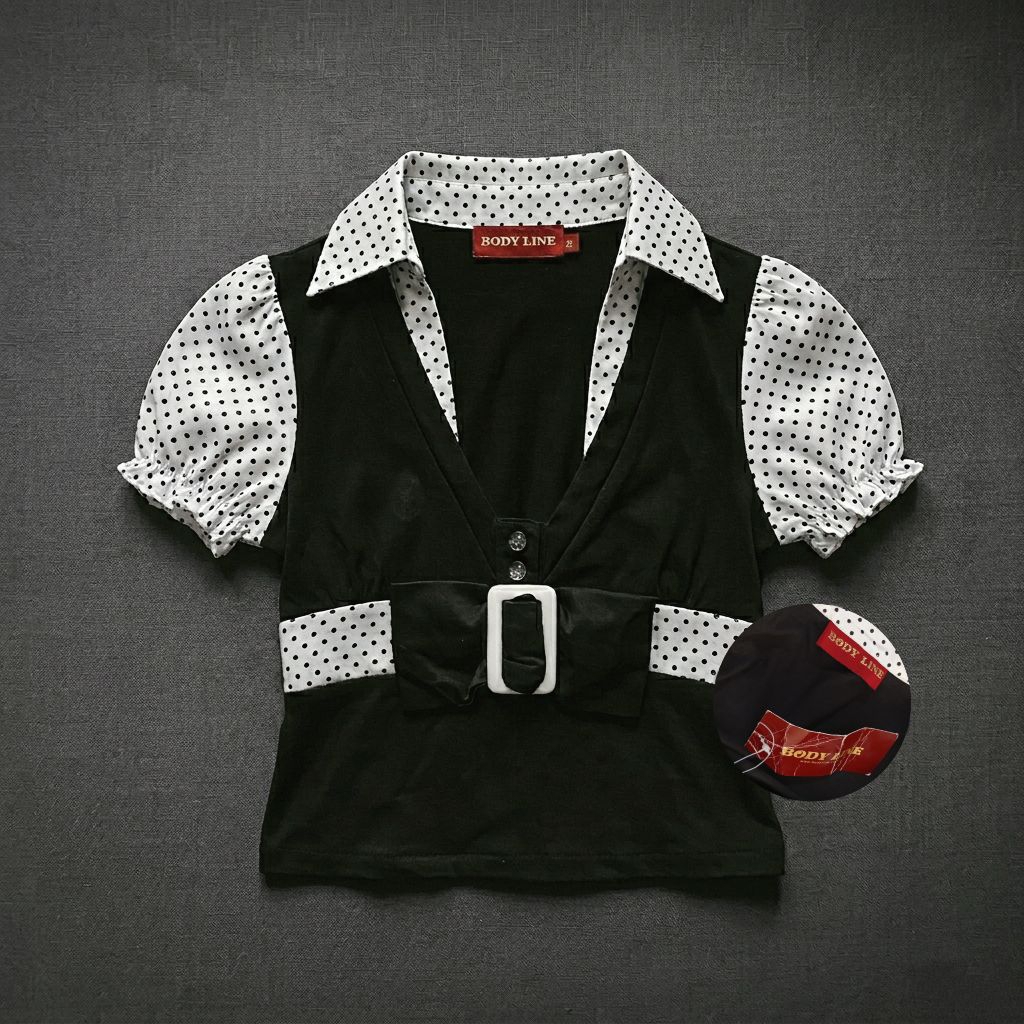 New Tag BODYLINE Milkmaid Big Ribbon Polkadot Top | Fatal Frame Bnwt Y2K gothic Lolita Harajuku Sire