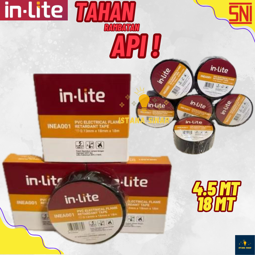 Isolasi Listrik Inlite Solasi Tahan Rambatan Api Selotip kabel tebal 0.13mm lebar 18mm berkualitas