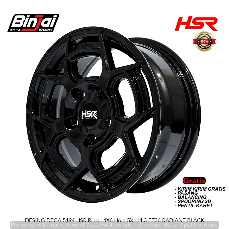 Velg Racing DECA HSR Ring 14 Warna Black Muat Di Luxio L300 Carry Granmax Tahan Benturan Velg