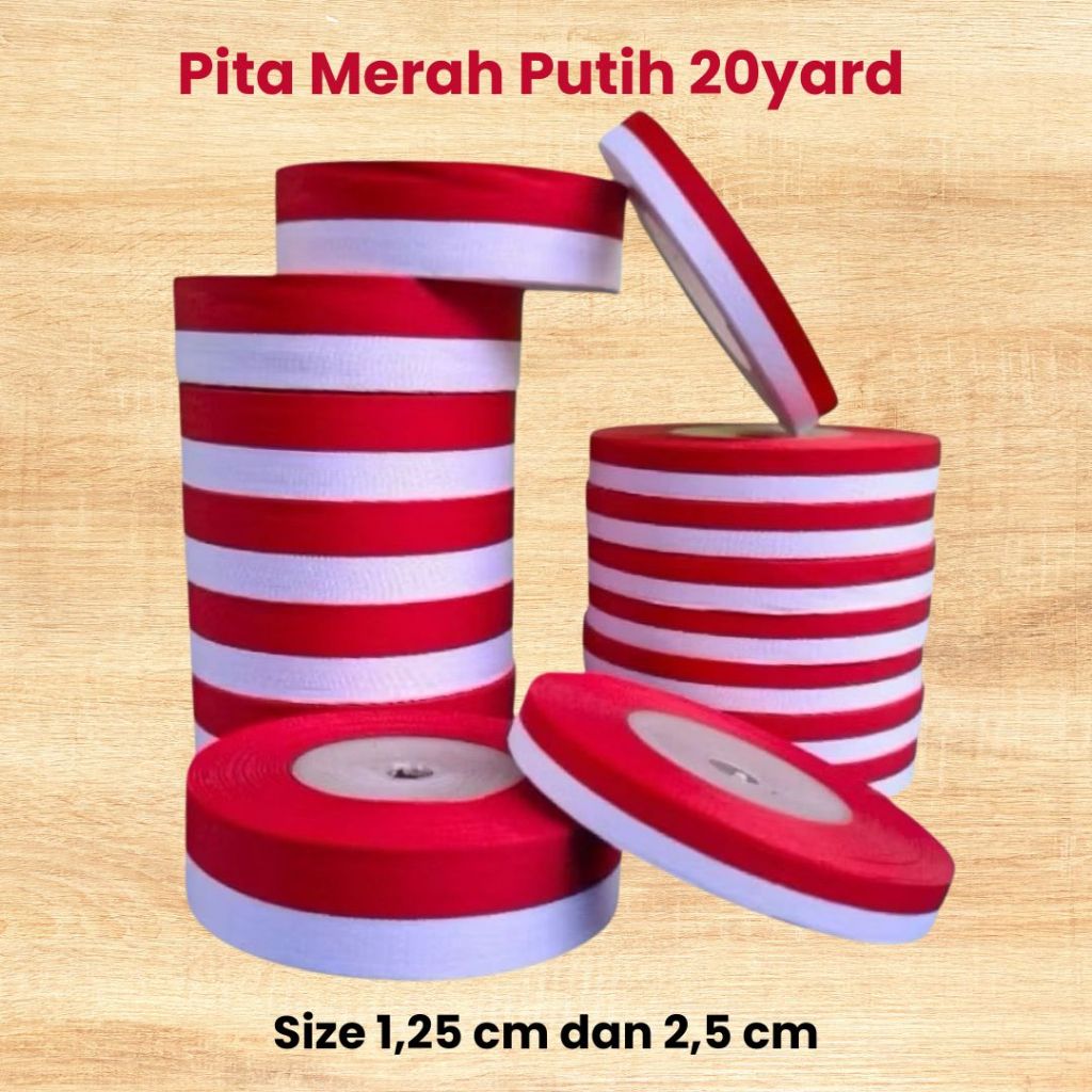 Grosir  1 SLOP Pita Roll Bendera Merah Putih Bahan Kain
