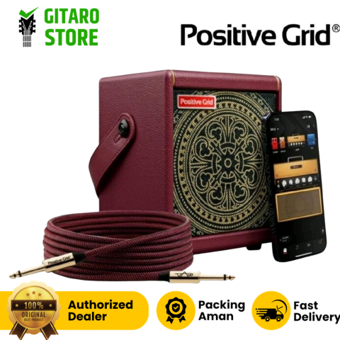 Amplifier Positive Spark Grid Mini Special Edition 10-Watt Portable Smart Guitar Amp & Custom Cable 
