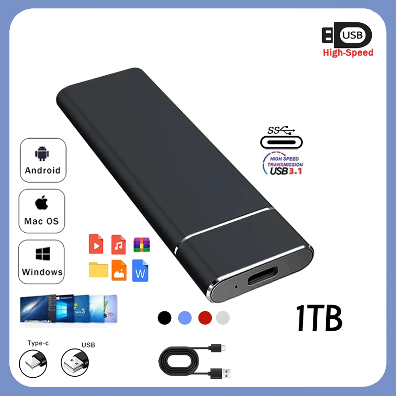 SSD Eksternal 1TB USB 3.0 Type-C ssd laptop PC ssd portable eksternal hp solid state drive
