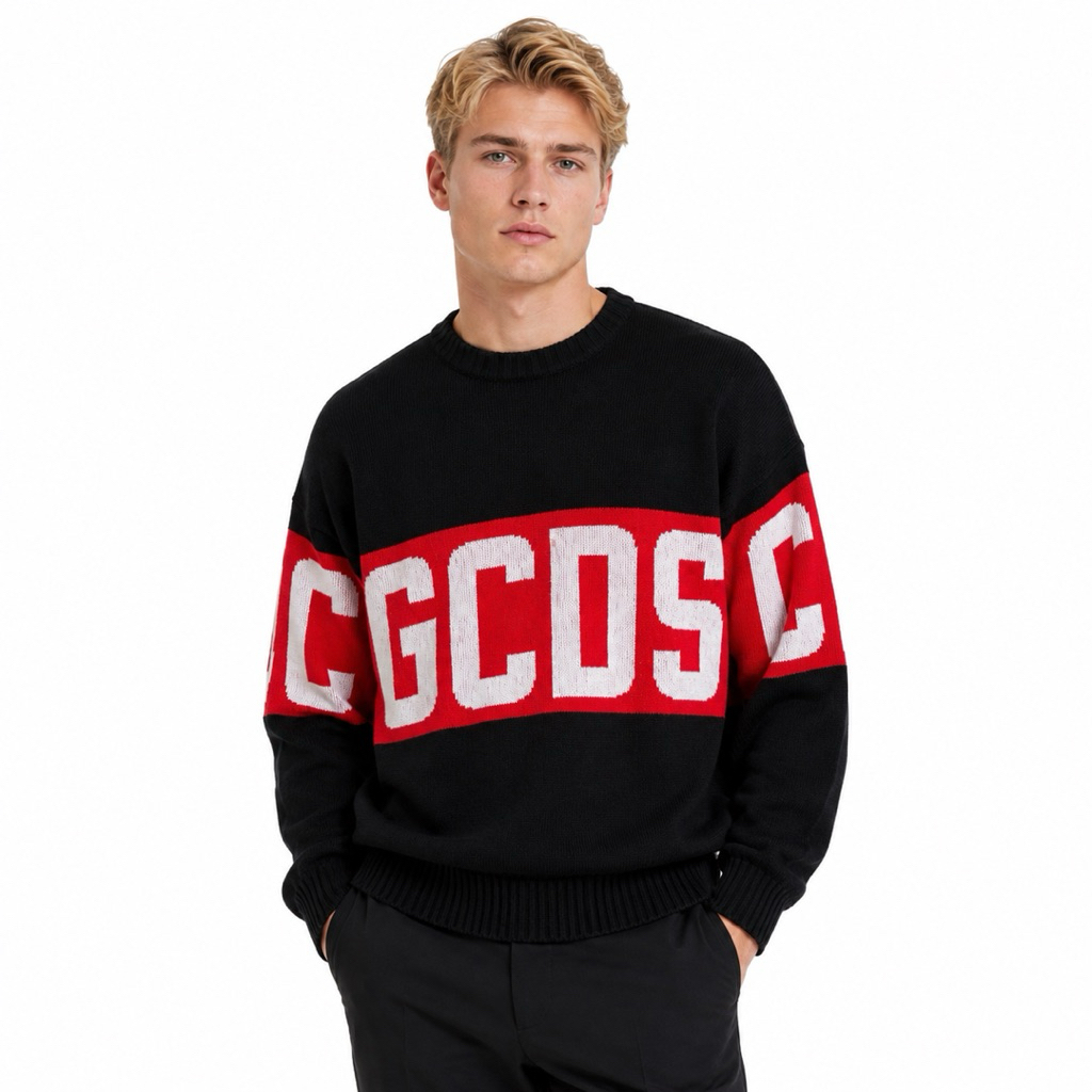GCDS Knitwear Oversized Black Red