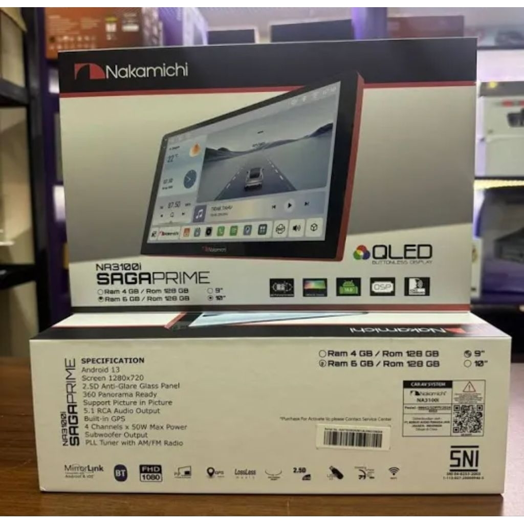 ANDROID Nakamichi SAGAPRIME layar 9" RAM 6GB ROM 128GB