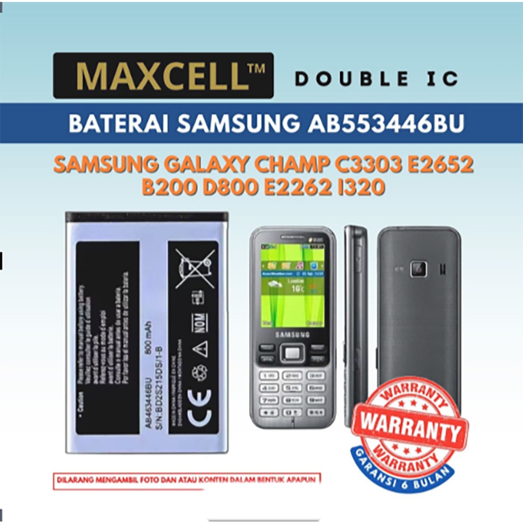 Baterai Samsung AB553446BU Galaxy Champ C3303 E2652 B200 D800 E2262 i320