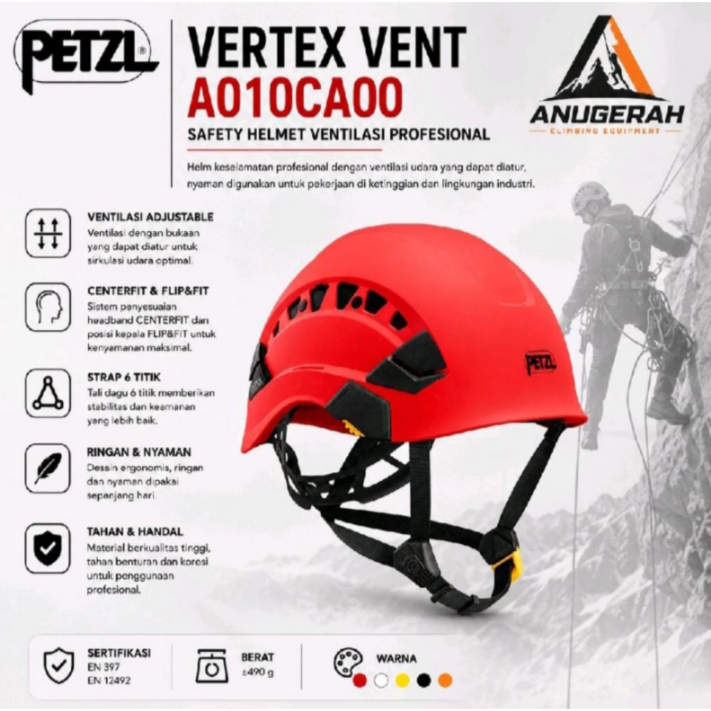 Petzl Vertex Vent Helmet Red Original Petzl Helmet Rescue