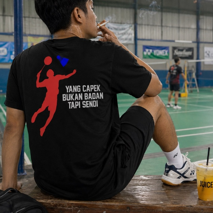 KAOS PRIA BADMINTON HUMOR LUCU VARIASI DESAIN COTTON COMBED