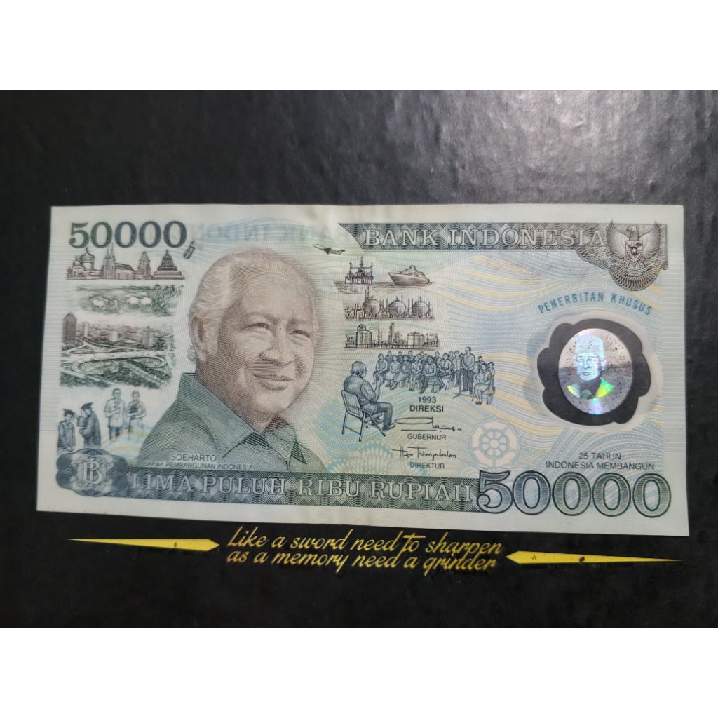 UANG KUNO POLIMER 50.000 SOEHARTO TAHUN 1993 BAGUS