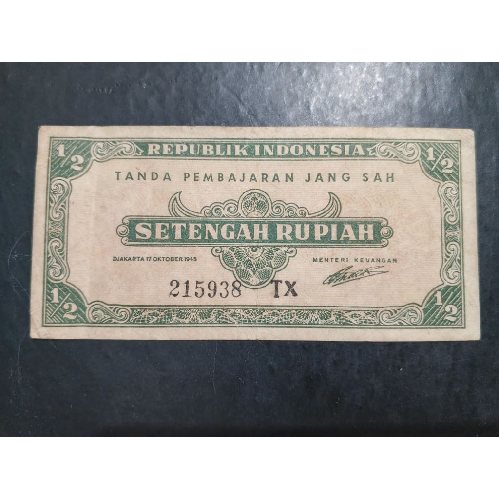 UANG KUNO SETENGAH RUPIAH SERI ORI TANDUK TAHUN 1945 LANGKA