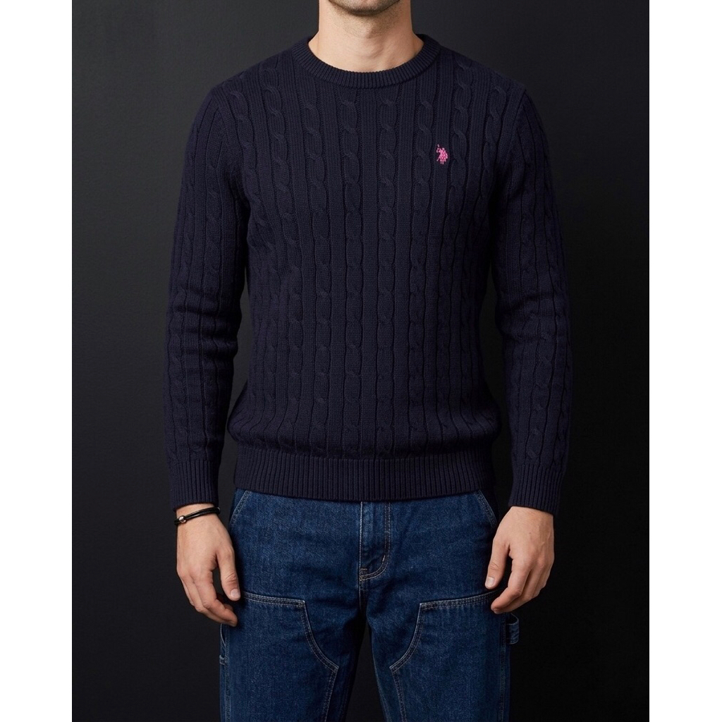 SWEATER CABLE BY USPA WITH NAVY COLOR
