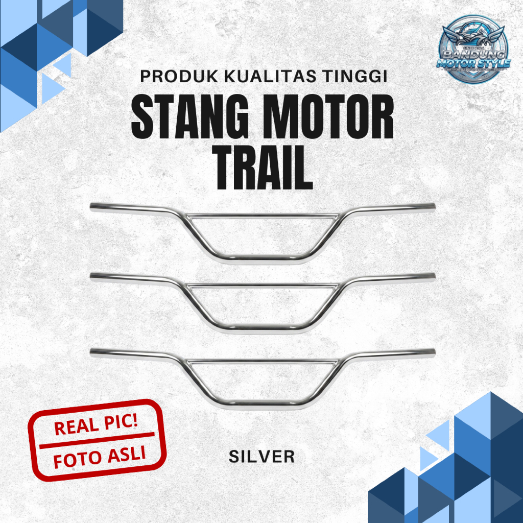 STANG MOTOR TRAIL (SILVER CHROME) KUALITAS TINGGI PREMIUM REAL PICTURE