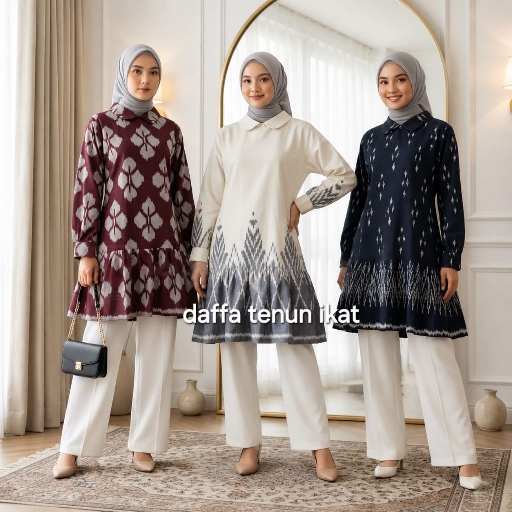 LINEA TUNIK TENUN/TUNIK TENUN ETNIK MODERN SERAGAM KANTOR PREMIUM/ATASAN TENUN