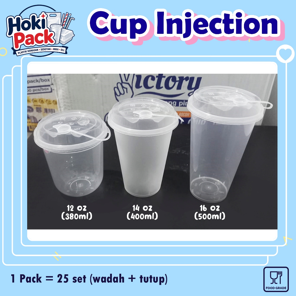 25pcs CUP INJECTION 12 OZ OVAL 14 OZ 16 OZ DATAR / CUP INJECTION 380ML 400ML 500ML OVAL / CUP GELAS 