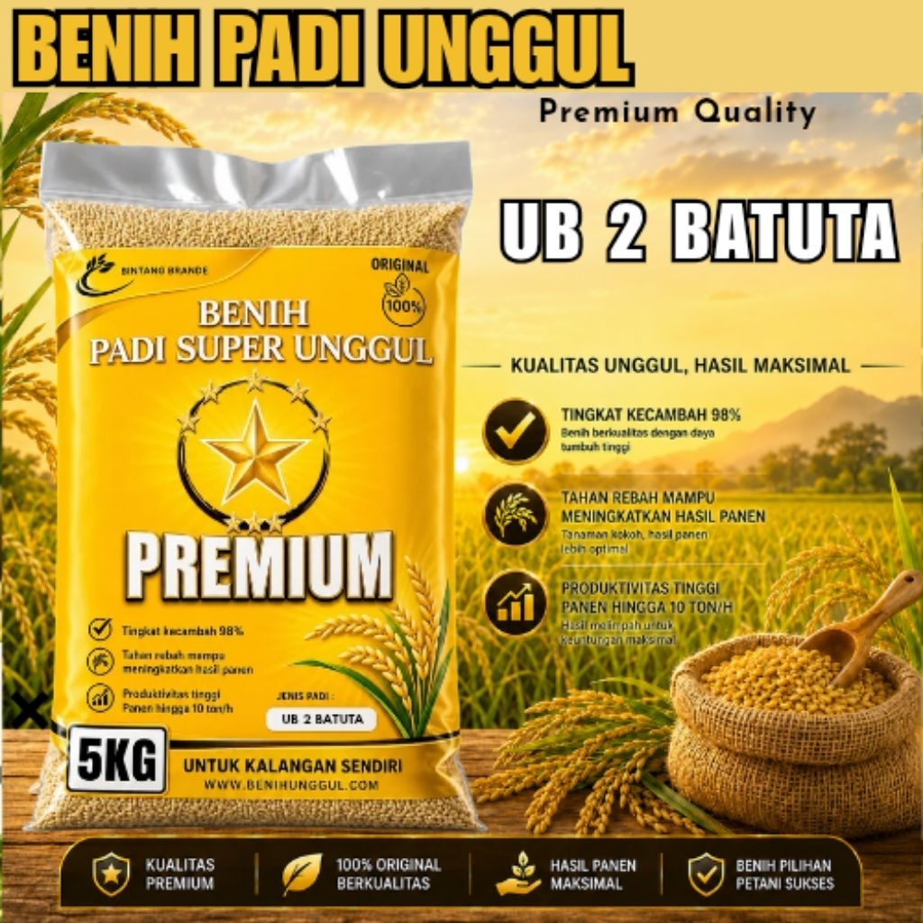Benih/bibit padi ub2 batuta kemasan 5kg