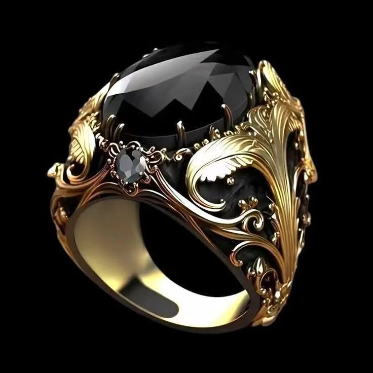 Cincin Pria Batu Permata Bergaya Retro Zircon Modis