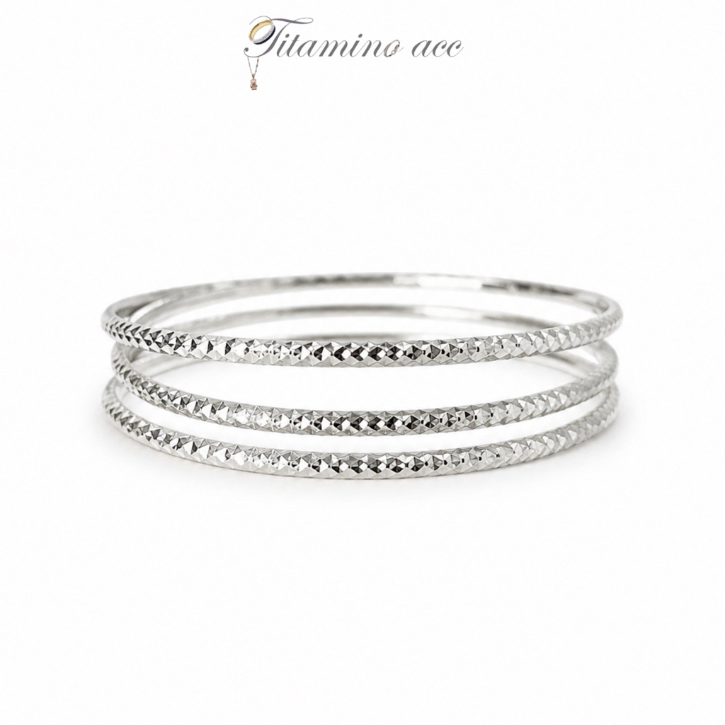 Gelang Keroncong Putih Elegant Bahan Titanium Anti Luntur Kualitas Premium Harga Murah