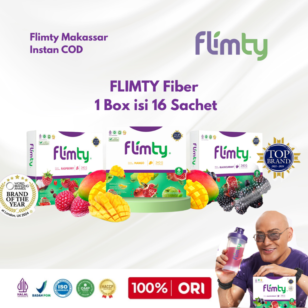 Flimty Fiber 1 Box 16 Sachet - Flimty Blackcurrant Flimty Raspberry Flimty Mangga | Agen Flimty Maka