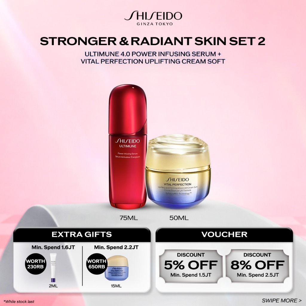 BUNDLE Shiseido Ultimune Serum 4.0 75ml & Vital Perfection Uplifting and Firming Advanced Cream Soft