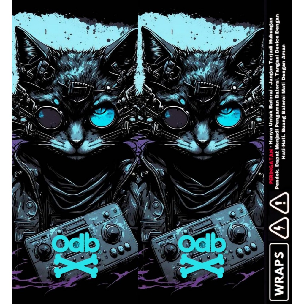 WRAP SERIES Stiker Wrap Baterai 21700 Motif Cyberpunk Cat Premium Vinyl Anti Air | Skin Pelindung Ba