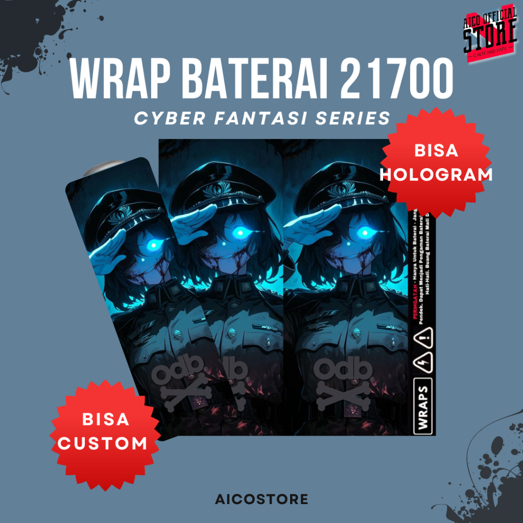WRAP SERIES Stiker Wrap Baterai 21700 Motif Cyber Fantasi Series Premium Vinyl Anti Air | Skin Pelin