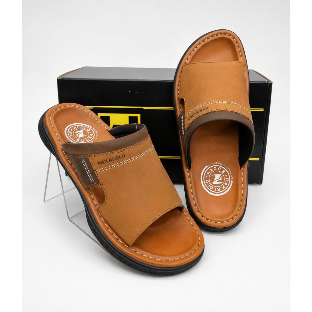 Sandal Kasual Pria Sandal Kulit Pakalolo N0873 - TAN