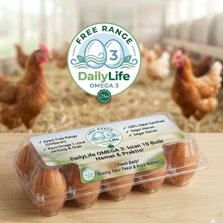 Telur Omega-3 isi 10pc - Free Range, Halal