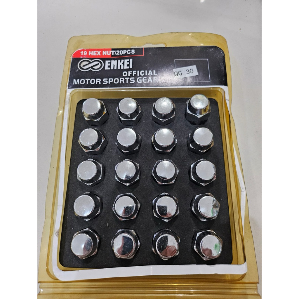 lugnut nut baut roda enkei 1.5 silver chrome baja besi import