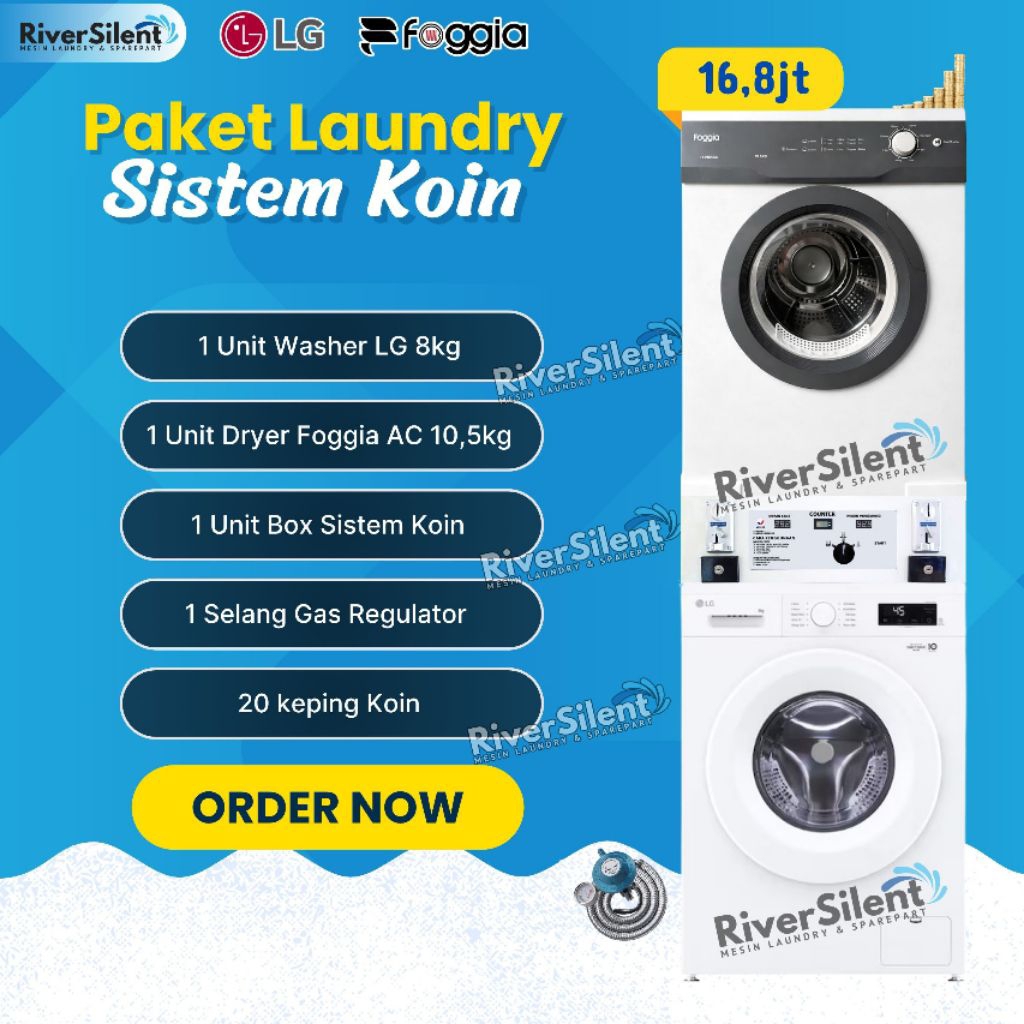 paket mesin laundry self service coin LG Foggia | usaha laundry
